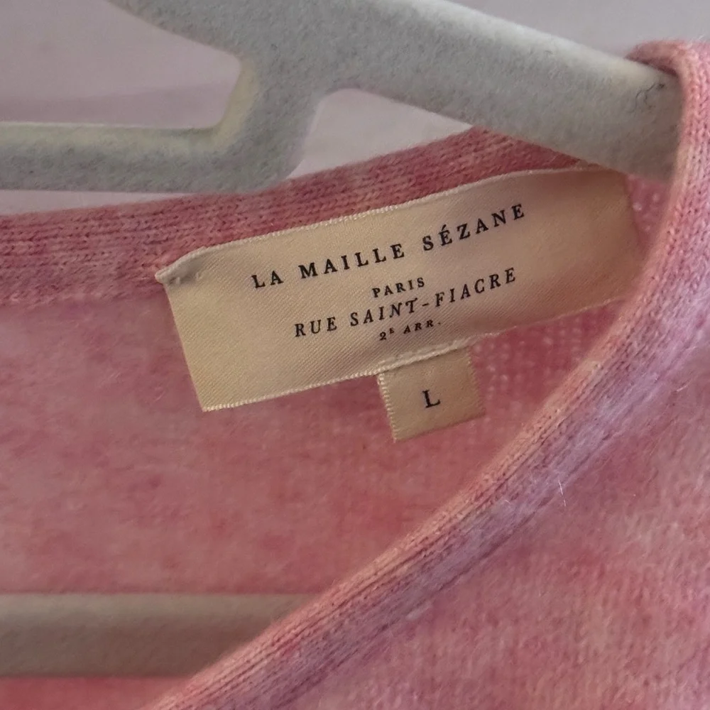 Sezane Marie tie front cardigan in candy pink - Picture 4 of 6